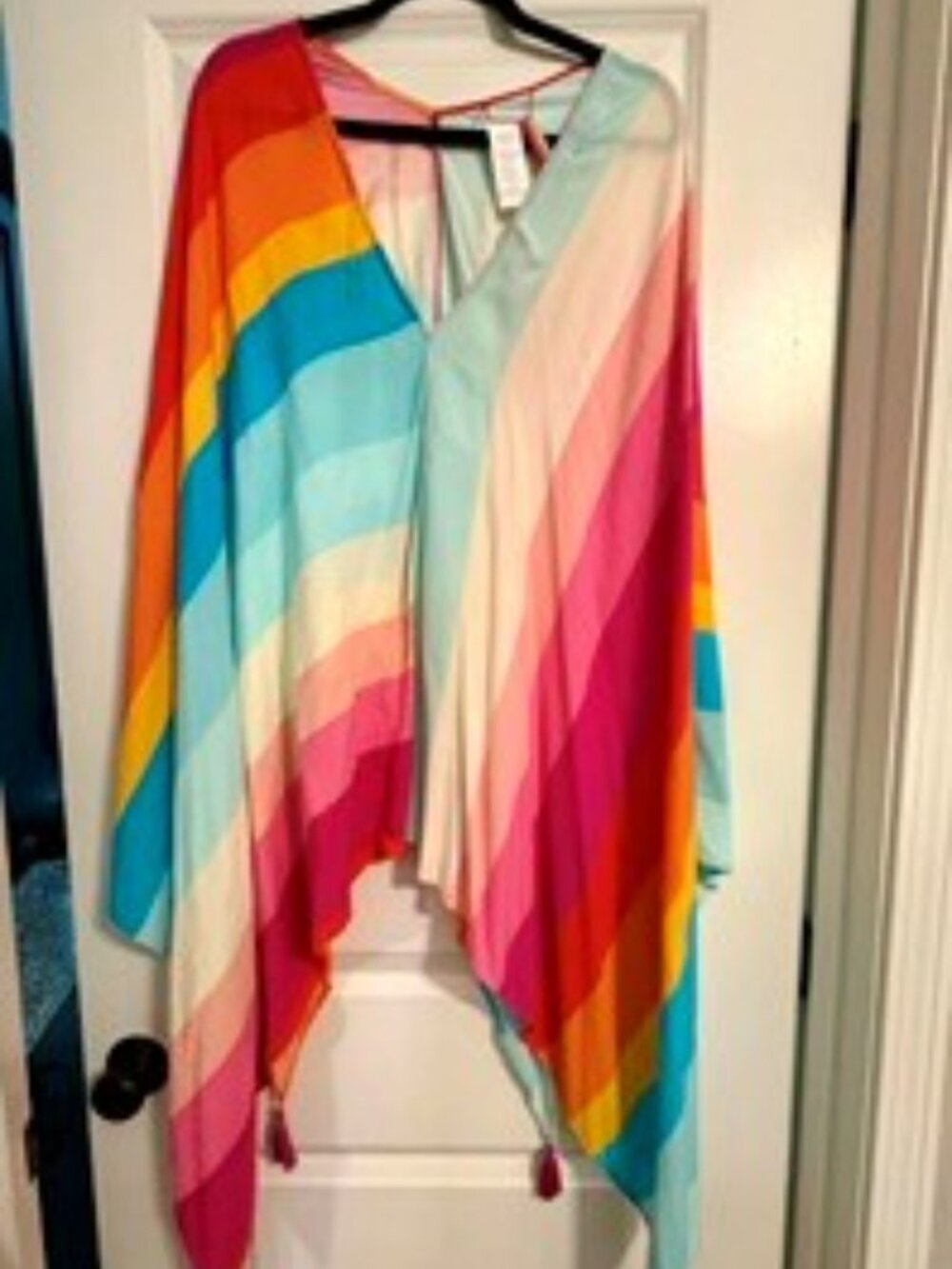Trina Turk Limited Edition 25th Anniversary Sunrise Rainbow Stripe Poncho Swim
